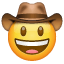 Cowboy-hattu hymiö WhatsAppissa U+1F920