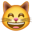 Hauska kissanaama emoji U+1F638