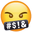 Suun yläpuolella symbolit -emoji U+1F92C