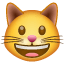 Naurava kissa -emoji WhatsAppissa U+1F63A